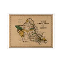 Load image into Gallery viewer, Digitally Restored and Enhanced 1881 Oahu Hawaiian Islands Map - Framed Vintage Oahu Wall Art - Old Hawaiian Map Poster - Restored Map of Oahu Poster - Historic Oahu Hawaii Map
