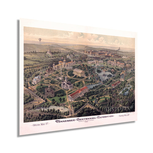 Digitally Restored and Enhanced 1897 Nashville Map Poster - Vintage Map of Nashville Tennessee Wall Art - Old Nashville Wall Decor - Birds Eye View Map of Nashville TN Centennial Exposition