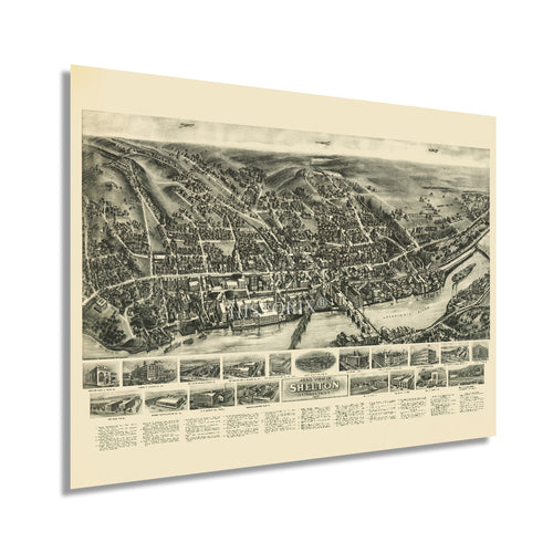 Digitally Restored and Enhanced 1919 Map of Shelton Connecticut Poster - History Map of Shelton CT Wall Art - Old Shelton City Fairfield County Map Print