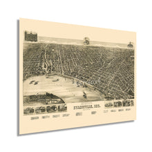 Load image into Gallery viewer, Digitally Restored and Enhanced 1888 Evansville Indiana Map Poster - Perspective Map of Evansville Wall Art - Old City of Evansville Wall Map of Indiana
