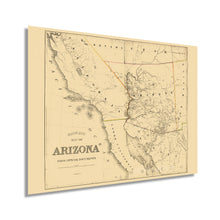 Load image into Gallery viewer, Digitally Restored and Enhanced 1865 Arizona Map Poster - Vintage Arizona Map - Old Map of Arizona Wall Art - Historic Arizona Map - Hartley&#39;s Arizona State Map from Official Documents
