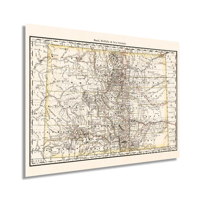 Digitally Restored and Enhanced 1879 Colorado Map Poster - Vintage Colorado Map - Old State Map of Colorado Wall Art - Historic Colorado Wall Map Showing Railroads Counties Cities Towns Rivers
