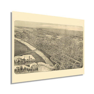 Digitally Restored and Enhanced 1889 Wilkes-Barre Pennsylvania Map - Vintage Wilkes Barre PA Wall Art - Old Wilkes-Barre Map Poster - Historic Bird's Eye View Map of Wilkes Barre Pennsylvania