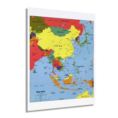 Digitally Restored and Enhanced 2004 East Asia Map - Asia Map Poster - East Asia Wall Art - Map of Asia Poster - Including China Indonesia Japan Philippines Vietnam Thailand South Korea Malaysia Laos