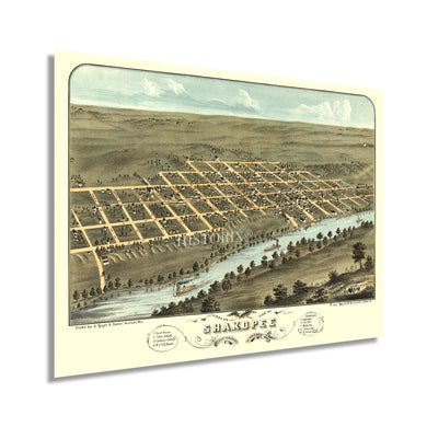 Digitally Restored and Enhanced 1869 Shakopee Minnesota Map Poster - Shakopee City Map of Scott County Minnesota - History Map of Shakopee Wall Art