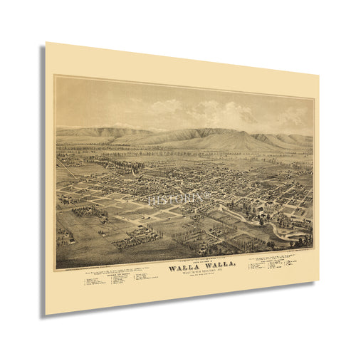 Digitally Restored and Enhanced 1876 Walla Walla Washington Map Poster - Walla Walla Vintage Map of Washington Territory - Old Map of Walla Walla Wall Art