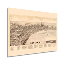 Load image into Gallery viewer, Digitally Restored and Enhanced 1893 Geneva New York Poster Map - Vintage Map of Geneva Wall Art - Old Geneva New York Map - Aerial View of Geneva NY Showing Index to Points of Interest
