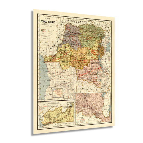 Digitally Restored and Enhanced 1896 Belgian Congo Map - Vintage Congo Wall Art - Democratic Republic of the Congo Map - DRC Congo Kinshasa Formerly Zaire - Historic Belgian Congo Central Africa Map