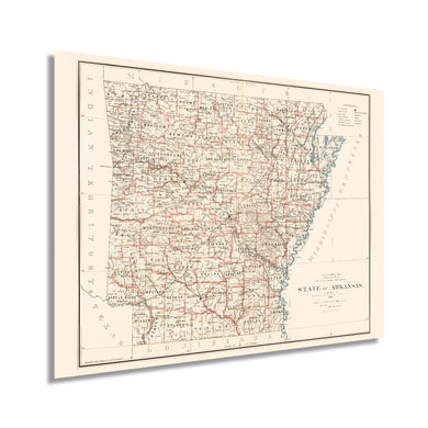 Digitally Restored and Enhanced 1886 Arkansas State Map - Arkansas State Vintage Map - Arkansas Poster - Map Arkansas Wall Art - Vintage Arkansas Wall Map - Restored Historic Arkansas Map Poster