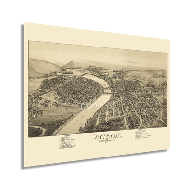 Digitally Restored and Enhanced 1892 Map of Pittston & West Pittston Pennsylvania - Vintage Pennsylvania Map - Old Pittston & West Pittston PA Wall Art