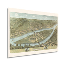 Load image into Gallery viewer, Digitally Restored and Enhanced 1870 Wheeling West Virginia Map - Map of Wheeling Wall Art - Old City of Wheeling WV Poster - History Map of West Virginia
