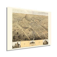 Load image into Gallery viewer, Digitally Restored and Enhanced 1868 Elyria Ohio Map Poster - Vintage Map of Elyria Wall Art - Old Bird&#39;s Eye View of Elyria Lorain County Ohio Wall Map
