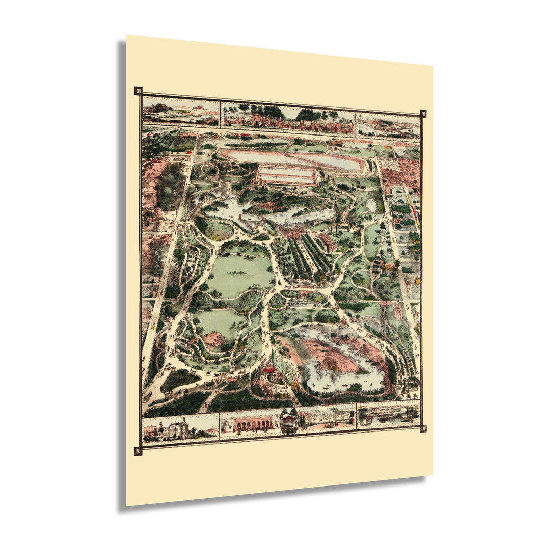 Digitally Restored and Enhanced 1860 Central Park New York Map - Old Central Park Map of New York Poster - History Map of Central Park NYC Wall Art