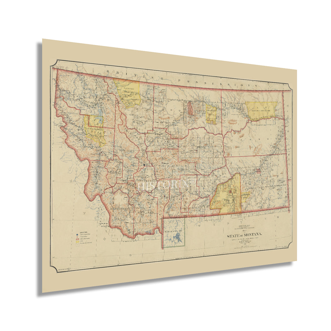 Digitally Restored and Enhanced 1897 Montana Map Poster - Vintage Montana Poster - Old State Map of Montana Wall Art - Billings Montana Map History