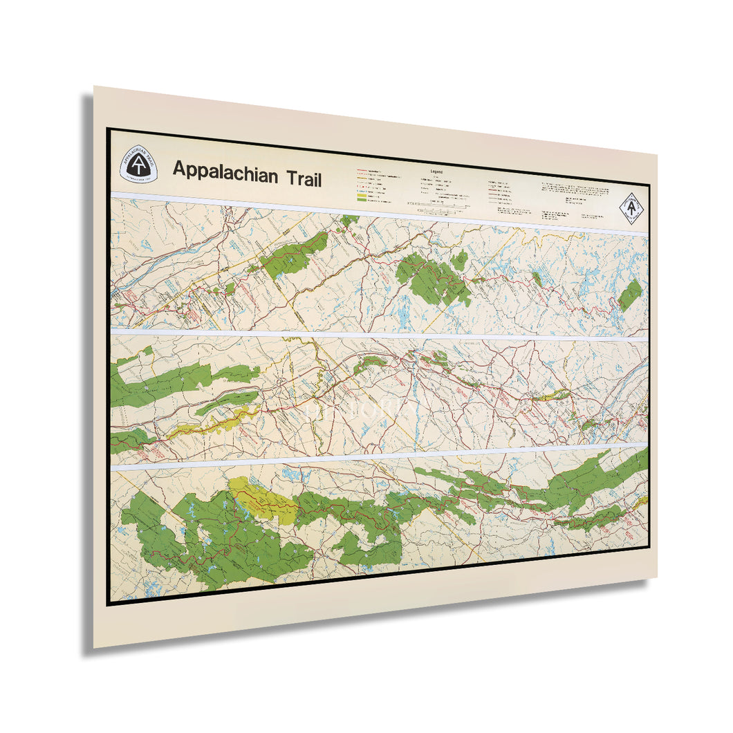 Digitally Restored and Enhanced 1981 Map of the Appalachian Trail - Old Appalachian National Scenic Trail Map - History Map of Appalachian Trail Wall Art