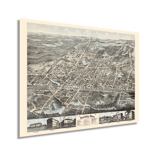 Digitally Restored and Enhanced 1878 Brockton Massachusetts Map - Old Map of Brockton Massachusetts Wall Art - Brockton Plymouth County MA Map