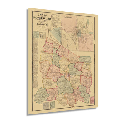 Digitally Restored and Enhanced 1878 Rutherford County Tennessee Map - Old Rutherford County Tennessee Wall Art - Rutherford County TN Poster Map History