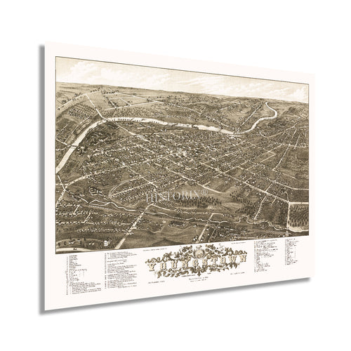 Digitally Restored and Enhanced 1882 Youngstown Ohio Map - Old Map of Youngstown OH Poster - History Map Youngstown City Mahoning County Ohio Wall Art