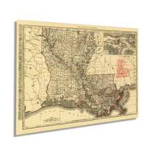 Cargar imagen en el visor de la galería, Digitally Restored and Enhanced 1896 Map of Louisiana - Vintage Map of Louisiana Wall Art - Old Louisiana Wall Map Indexed Showing Cities Towns and Railroads - Louisiana Wall Decor
