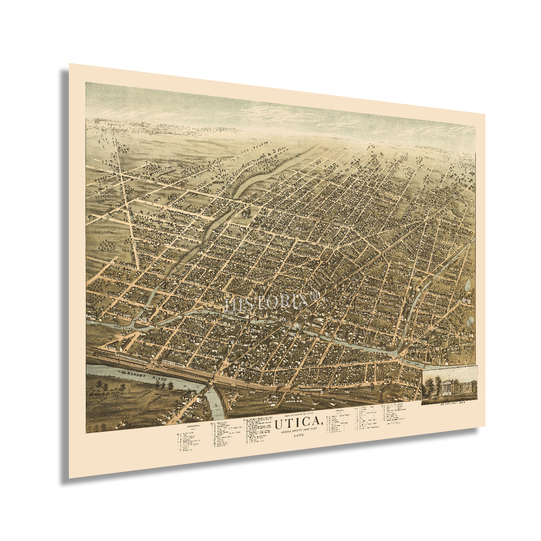 Digitally Restored and Enhanced 1873 Utica New York Map - Vintage Map of Utica NY Wall Art - Old Utica City Oneida County Wall Map of New York Poster