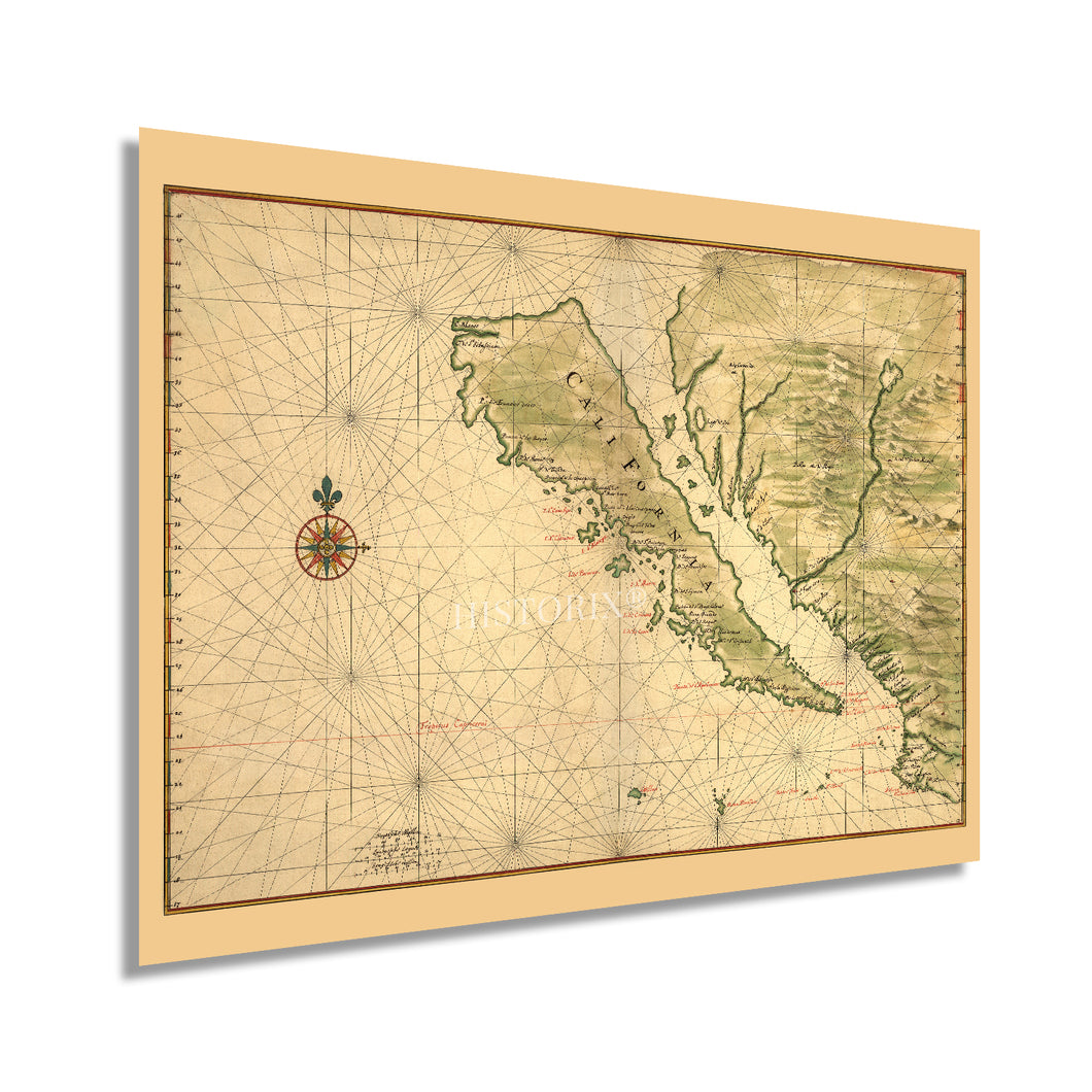 Digitally Restored and Enhanced 1650 California Shown as an Island Map Poster - Vintage Map of California Wall Art History - Old California Map Print