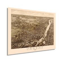 Load image into Gallery viewer, Digitally Restored and Enhanced 1881 Troy New York Map Poster - Troy City Map of New York Poster - Bird&#39;s Eye View History Map of Troy New York Wall Art
