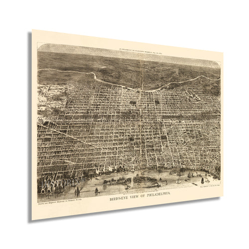 Digitally Restored and Enhanced 1872 Map of Philadelphia Pennsylvania - Vintage Map of Philadelphia Wall Art - Old Wall Map of Philadelphia City Poster - Bird's Eye View Philadelphia Map Poster