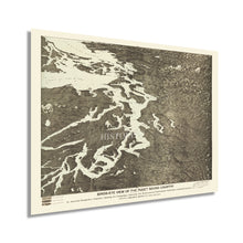 Load image into Gallery viewer, Digitally Restored and Enhanced 1891 Puget Sound Map Poster - Vintage Puget Sound Wall Art - Bird&#39;s Eye View Map of Puget Sound Washington - History Map of San Juan Island Whidbey Island Vashon Bainbridge
