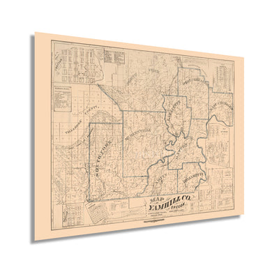 Digitally Restored and Enhanced 1879 Yamhill County Oregon Map - Old Yamhill County Oregon Wall Art - Yamhill County Map of Oregon Poster