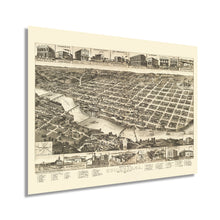Load image into Gallery viewer, Digitally Restored and Enhanced 1886 Columbus Georgia Map - Vintage Columbus Georgia Wall Art - History Map of Columbus GA Poster - Perspective Bird&#39;s Eye View of Muscogee County Columbus GA Map Print
