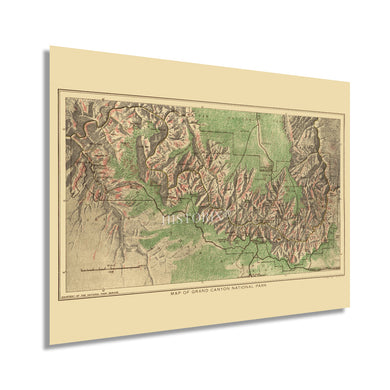 Digitally Restored and Enhanced 1926 Grand Canyon National Park Map - Vintage Grand Canyon Poster - History Map of the Grand Canyon Wall Art Print