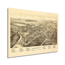 Load image into Gallery viewer, Digitally Restored and Enhanced 1892 Lancaster New York Map Poster - Vintage Lancaster Wall Art - Old Lancaster New York Map - Bird&#39;s Eye View of Lancaster NY Showing Points of Interest
