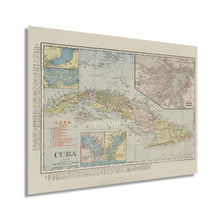 Load image into Gallery viewer, Digitally Restored and Enhanced 1904 Vintage Cuba Map -  Vintage Map of Cuba Poster - Old Mapa de Cuba - History Map of Havana - Detailed Map of Cuba Wall Art
