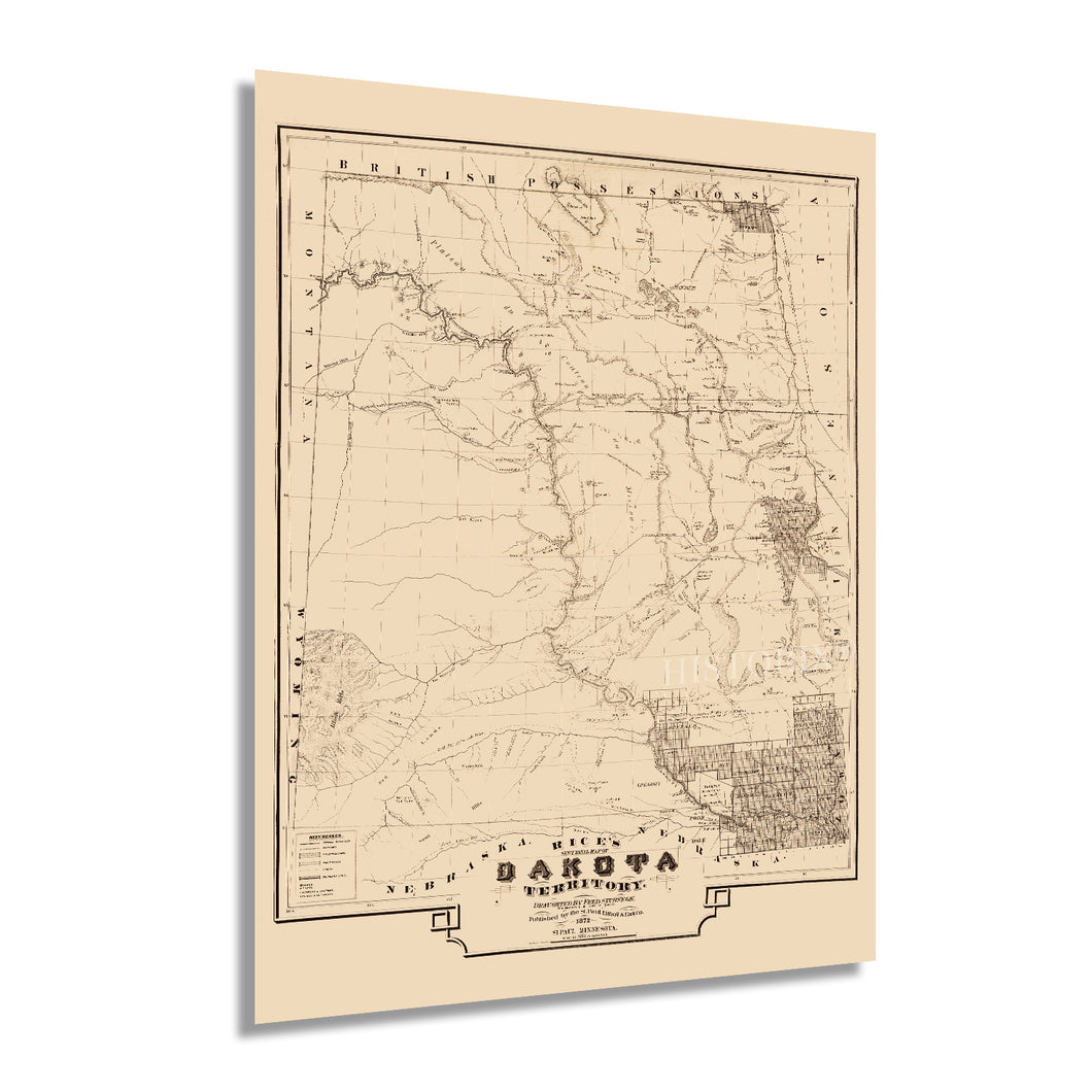 Digitally Restored and Enhanced 1872 Dakota Territory Map - Vintage Map of South Dakota - Old North Dakota Map Poster - Historic Dakota Territory Wall Art - Sectional History Map of Dakota Territory