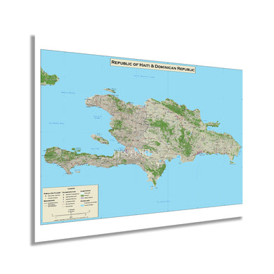 Digitally Restored and Enhanced 2010 Dominican Republic and Haiti Map - Map of Haiti Poster - Map of Dominican Republic - Haiti & Dominican Republic Map Poster