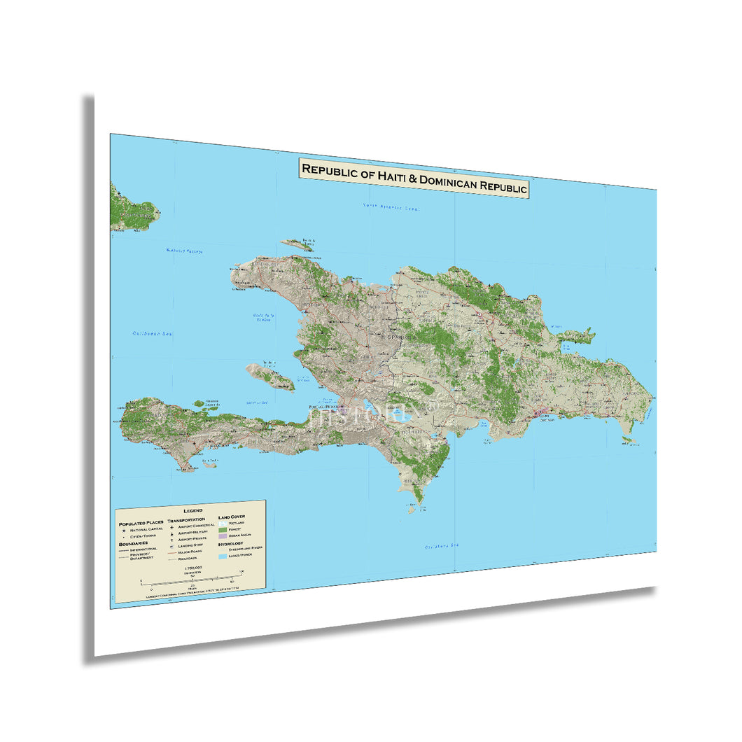 Digitally Restored and Enhanced 2010 Dominican Republic and Haiti Map - Map of Haiti Poster - Map of Dominican Republic - Haiti & Dominican Republic Map Poster