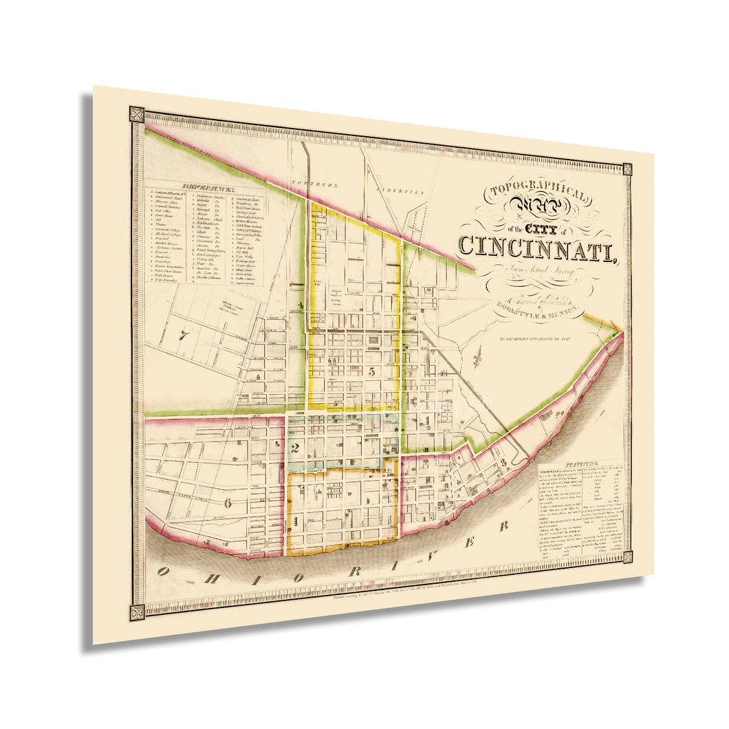 Digitally Restored and Enhanced 1841 Cincinnati Ohio Map - Vintage Map of Cincinnati Ohio - Old Cincinnati Wall Art - Historic Cincinnati Ohio Map Poster - Restored Topographical Map of Cincinnati Ohio