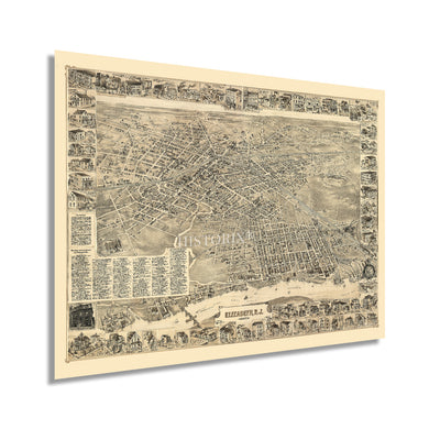 Digitally Restored and Enhanced 1898 Elizabeth New Jersey Map - Old Map of Elizabeth NJ Map Poster - Elizabeth City Map of New Jersey Wall Art History