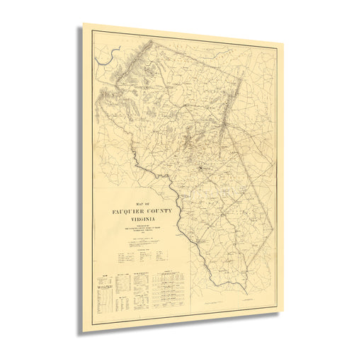 Digitally Restored and Enhanced 1914 Fauquier County Virginia Map - Vintage Virginia Map Poster - Old Fauquier County Wall Art - Historic Fauquier County Virginia Wall Map Showing Statistical Information