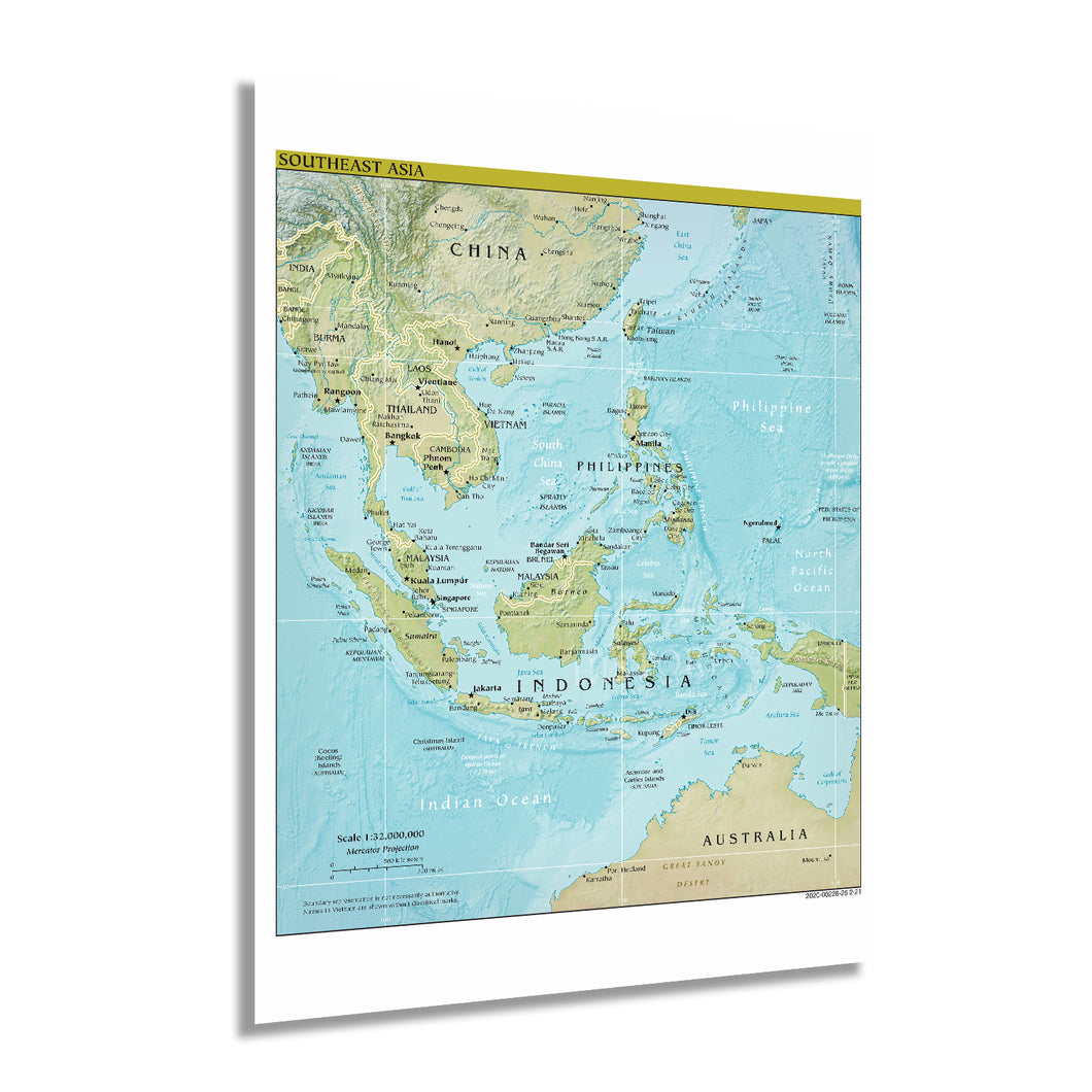 Digitally Restored and Enhanced 2021 Southeast Asia Map - South East Asia Map - SE Asia Map Print - Map of Southeast Asia Poster
