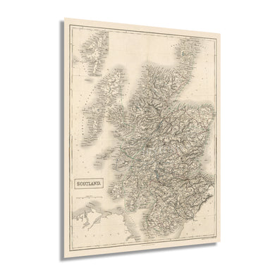 Digitally Restored and Enhanced 1855 Map of Scotland - Vintage Scotland Poster - Historic Map of Edinburgh Scotland - History Map of Glasgow Scotland Wall Art - Old Scotland United Kingdom Map