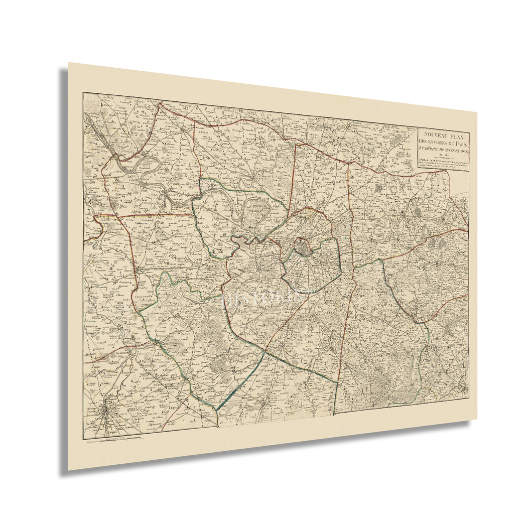 Digitally Restored and Enhanced 1811 Vintage Paris City Map - Vintage Paris Map Wall Art - History Map of Paris France Poster - Old Map of France Paris Region