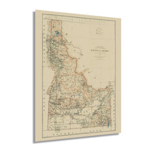 Load image into Gallery viewer, Digitally Restored and Enhanced 1891 Idaho Map Print - Vintage Idaho Wall Art - Old Map of Idaho Poster - State of Idaho History Map from Official Records
