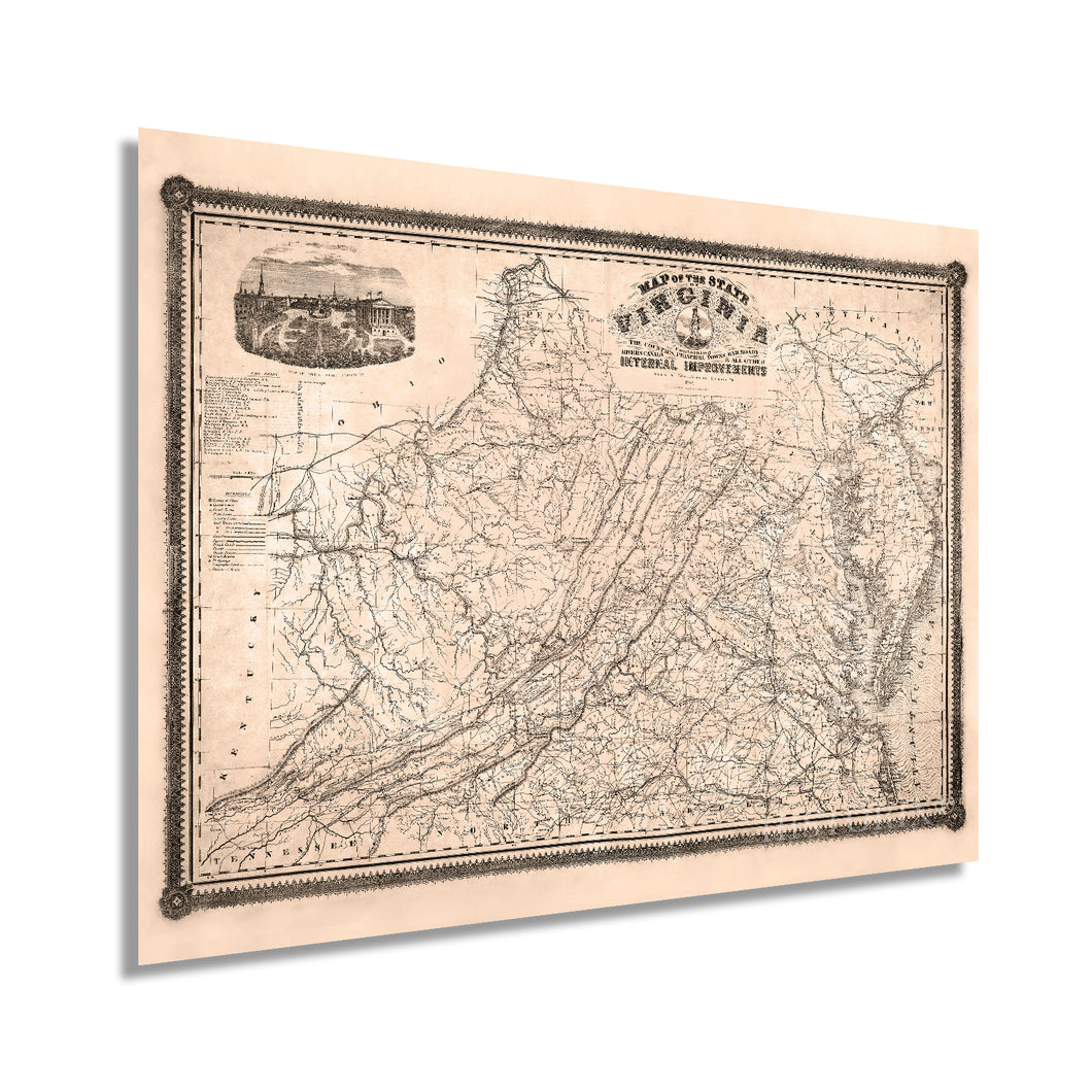 Digitally Restored and Enhanced 1862 Map of Virginia -Vintage Wall Art - Map of State of Virginia During the Civil War - State Map of Virginia - Virginia Wall Map - Virginia Decor