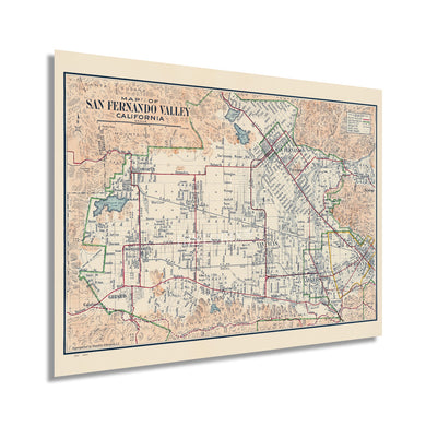 Digitally Restored and Enhanced 1923 San Fernando Valley California Map - Vintage Map of Los Angeles County - History Map of LA San Fernando Burbank CA