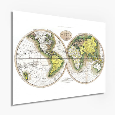 Digitally Restored and Enhanced 1795 Map of the World - Vintage Map Wall Art - Beautiful Wall Decor - Large Vintage World Map - Vintage World Map Poster - Vintage Old World Map (White)