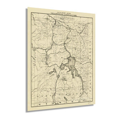 Digitally Restored and Enhanced 1900 Yellowstone National Park Map of the Tourist Routes Poster - Vintage Map of Yellowstone Wall Art - From United States Office of the Chief of Engineers