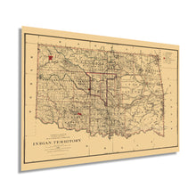 Load image into Gallery viewer, Digitally Restored and Enhanced 1887 Indian Territory Oklahoma Map - Vintage Map of Oklahoma Wall Art - Oklahoma Indian Tribes - Oklahoma State Map - Vintage Oklahoma Map
