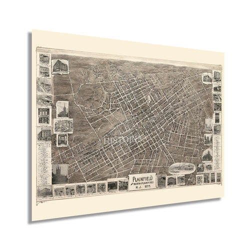 Digitally Restored and Enhanced 1899 Plainfield & North Plainfield New Jersey Map - Old Plainfield NJ Map Poster - Map of Plainfield New Jersey Wall Art