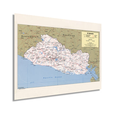 Digitally Restored and Enhanced 1980 El Salvador Map Poster - Vintage Map of El Salvador Wall Art - Old Mapa de El Salvador - Historic San Salvador Map Print - History Map of El Salvador